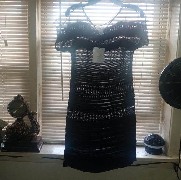 Diane Von Furstenberg Mabel Black Silk Dress Size 0 Lace Crochet Trim Shift - Picture 2 of 16